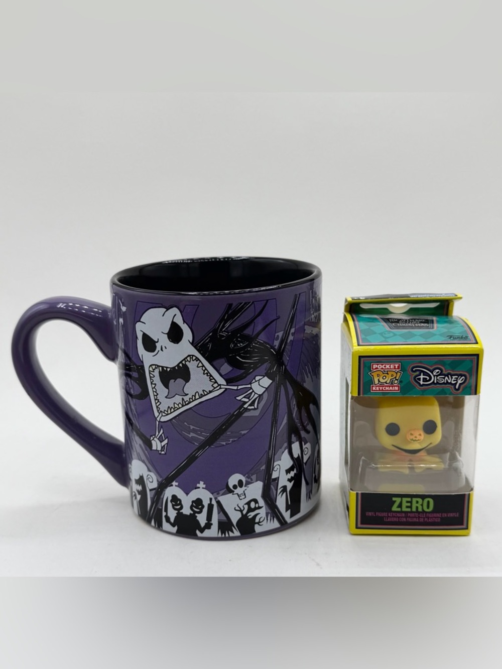 Disney Nightmare Before Christmas Mug 14 oz. EUC & Zero Keychain Funko NEW